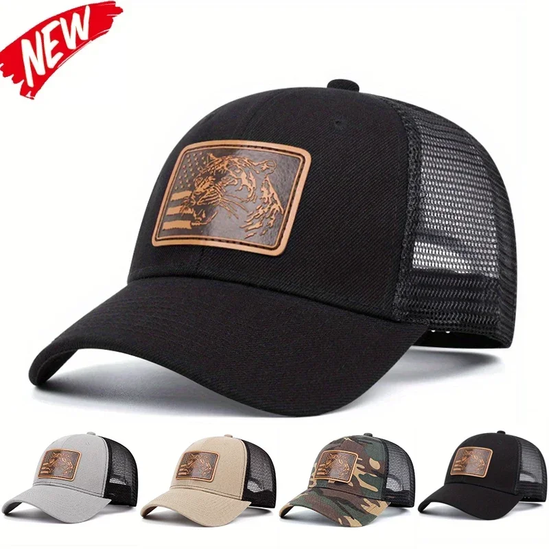 

Unisex Luxury Brand Leopard Leather Cool Baseball Caps for Women Men Sport HipHop Knight Caps Trucker Snapback Hat Gorras Hombre