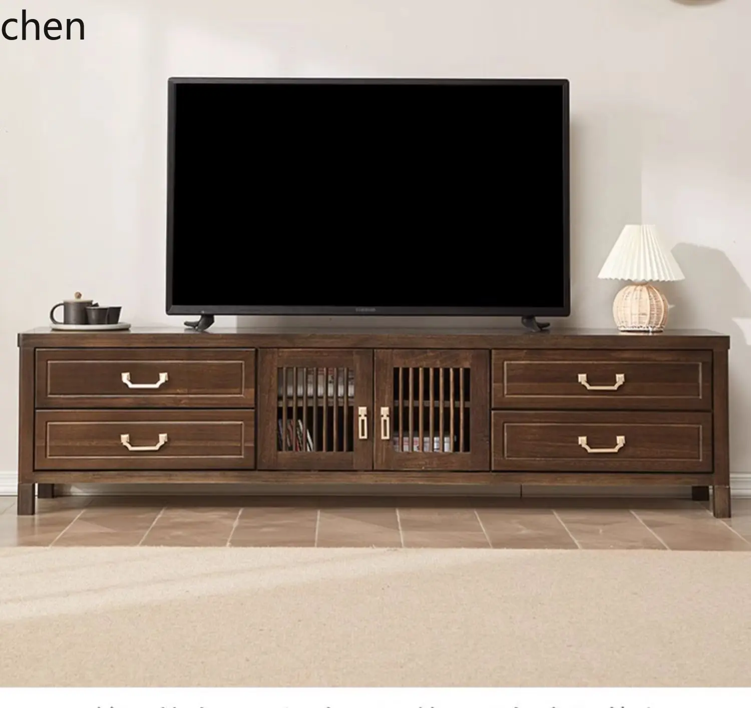 

HXL Solid Wood TV Cabinet Simple Small Unit Floor Cabinet Multifunctional TV Cabinet