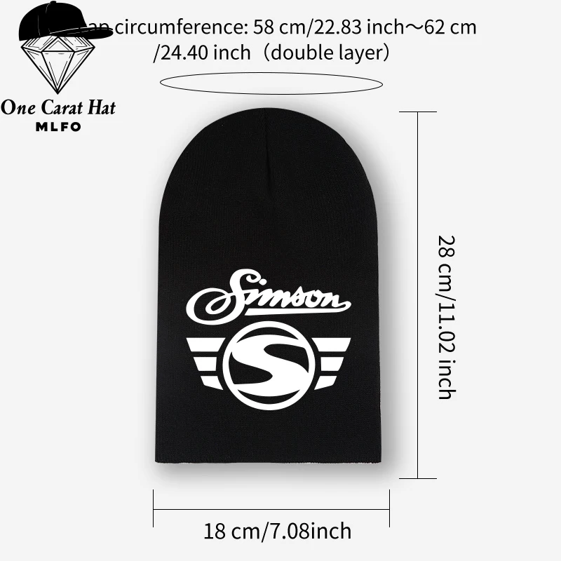 Slouchy Knit Beanie, Simson Wing Logo Graphic Print, Daily Streetwear, Casual Ride & Weekend Meetup