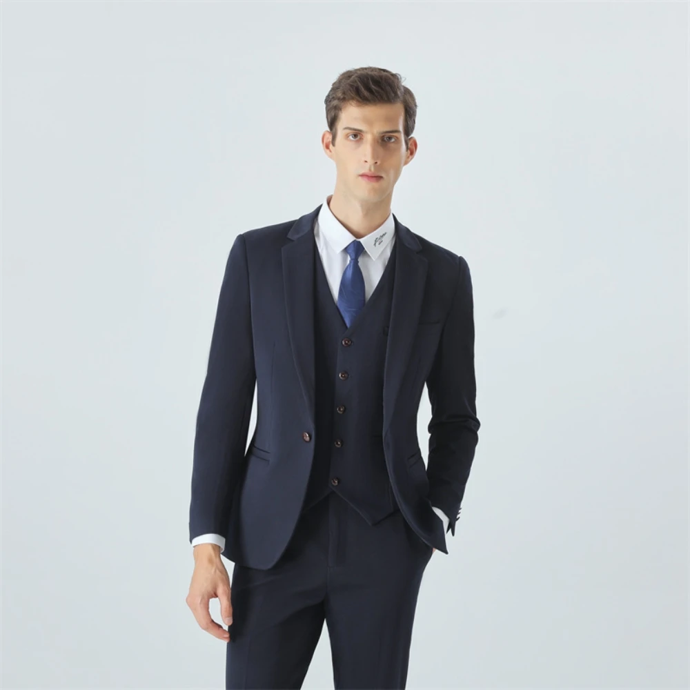 Mature One Button Suit Set For Men Two Pieces Smooth Premium Glamorous Groom Wear Host Wedding Party Tuxedo Four Seasons