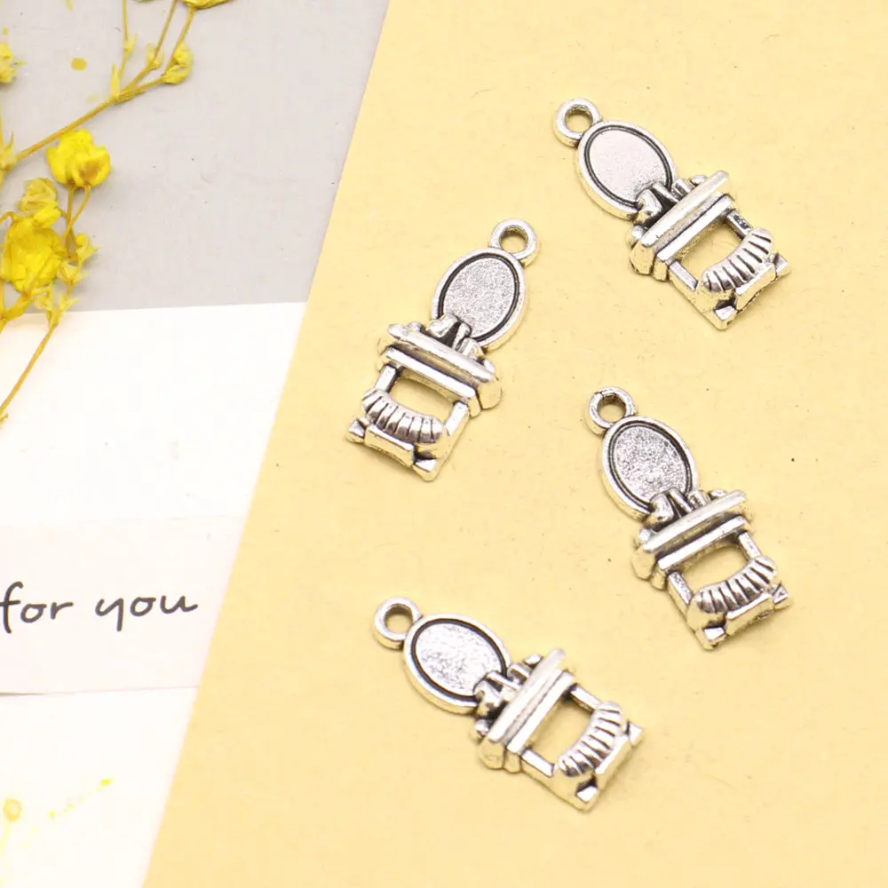 10pcs 9x20mm Dressing Table Charms Woman Pendant Make Accessories Diy Jewelry Antique Silver Color