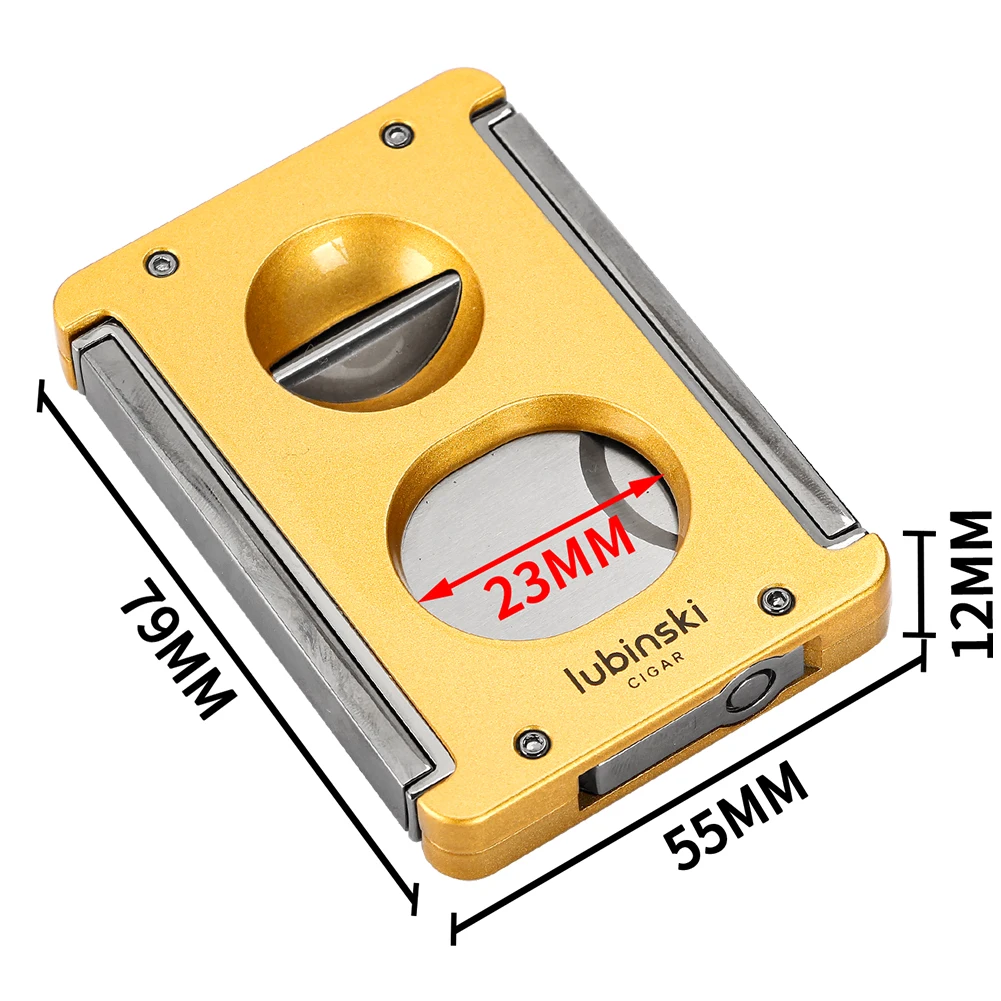 Lubinski 4-In-1 Cigar Cutter Sharp Blade Smoking V Cut Cigar Guillotine Metal Cigar Punch Holder Gift Box