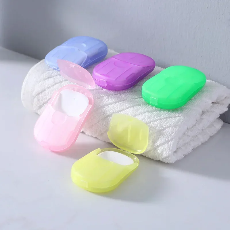 20Pcs/box Portable Bathroom Soap Slices Bath Hand Washing Slice Sheets Travel Scented Foaming Soap Paper Bath Clean Soap Tablets