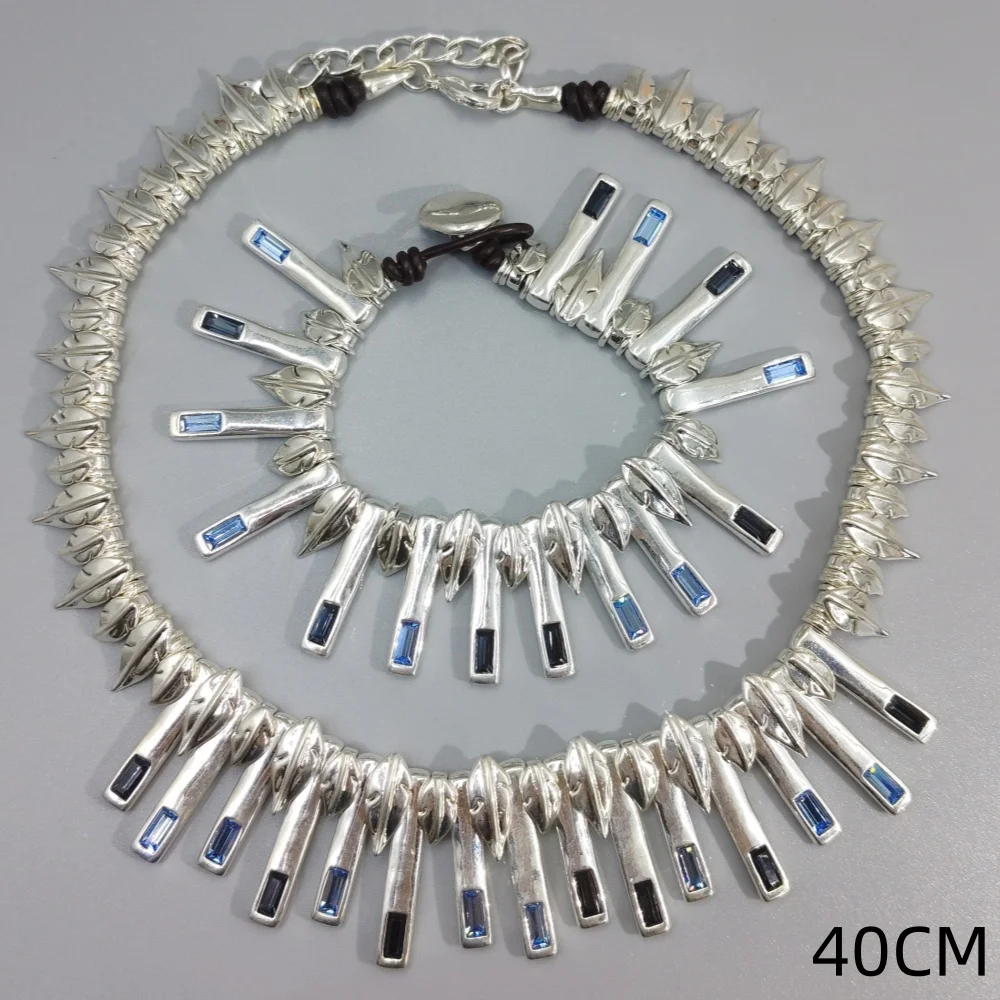 

2026 Spring Dazzling Premium Color Zircon Leaf Bracelet Necklace Jewelry Two Piece Set Banquet Gift