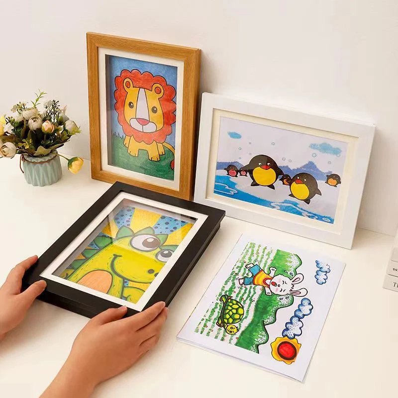 Children's Painting Storage Frame Kindergarten Work Display Frame A4a3 Award Framing Easel Magnetic Flip Photo Frame