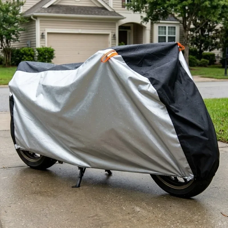 190T Motorcycle Cover Waterproof All Weather Motorbike Scooter Rain Dust Anti-UV Protector Full Enclosure Ebike Sunshade Shelter