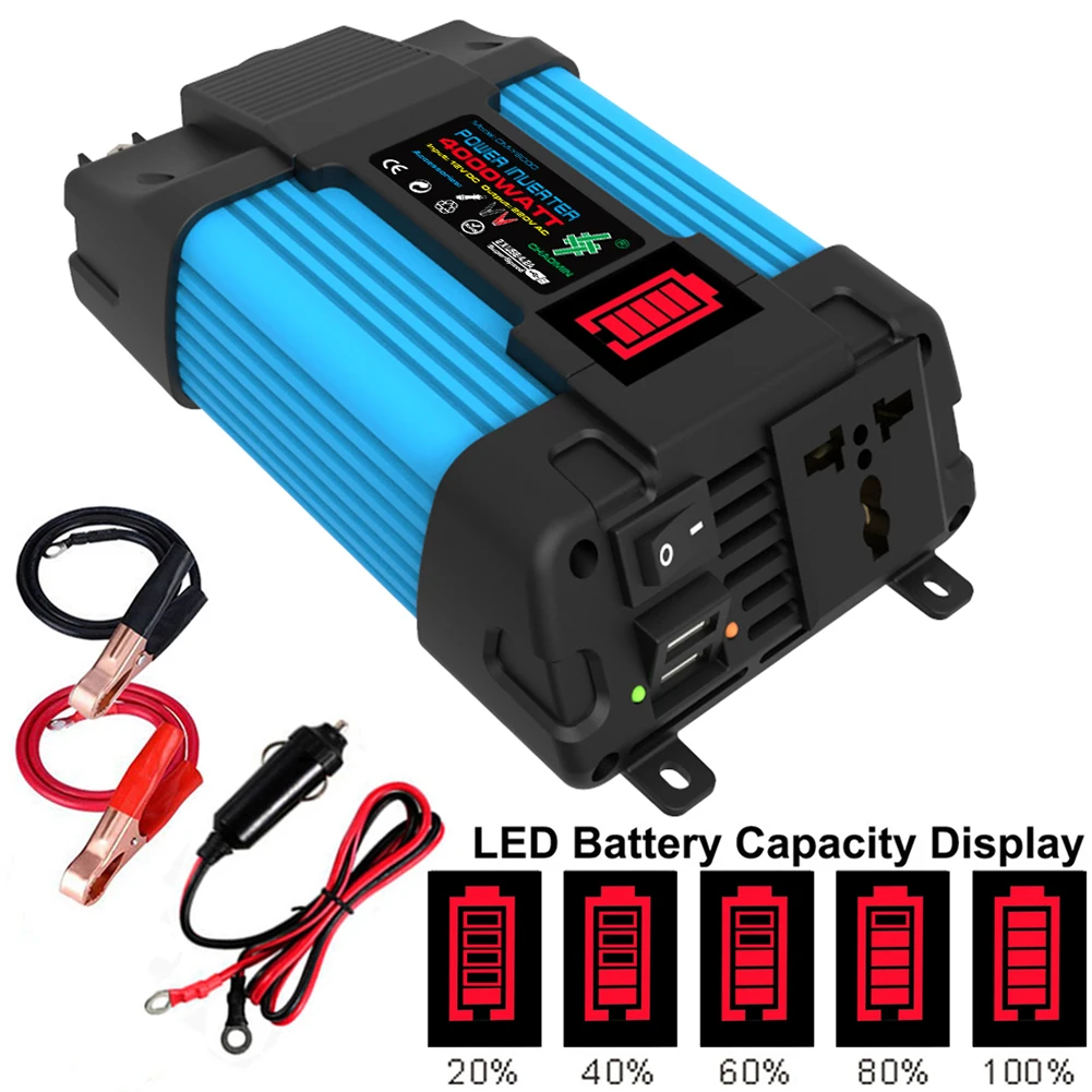 110/220V 4000W/6000W Car Power Inverter LED Display Dual USB Fast Charging Voltage Capacity Transformer Converter Car Appliances