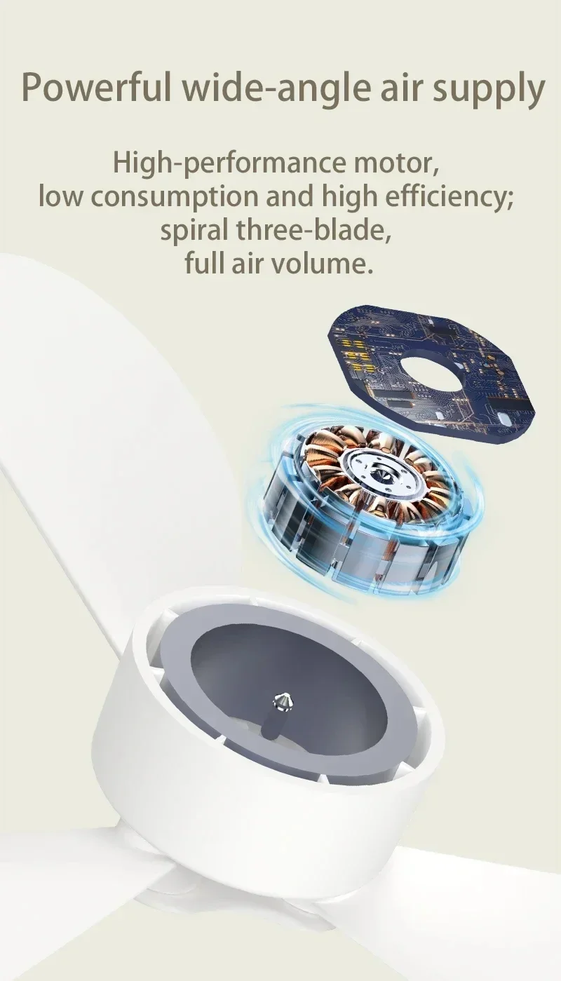 Tragbarer Kabelloser Mini-Deckenventilator mit Licht USB Fernbedienung Stehlampe Nachtlicht für Zuhause Outdoor Camping - Neujahrsgeschenkidee – Detail 5