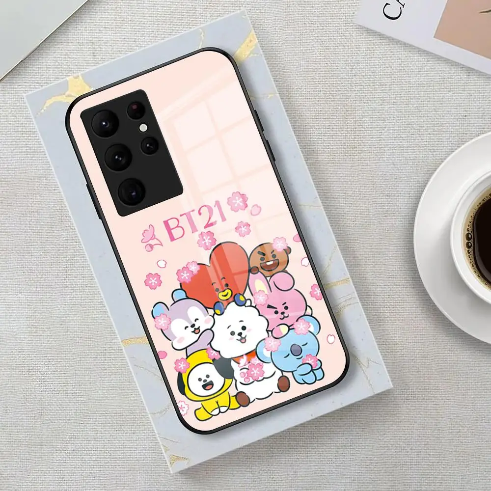 Kpop A-B-BT21-S Phone Case For Samsung S26 S25 Edge Ultra 23 22 21 20 Ultra Plus S24 Fe Glass Cover view 6