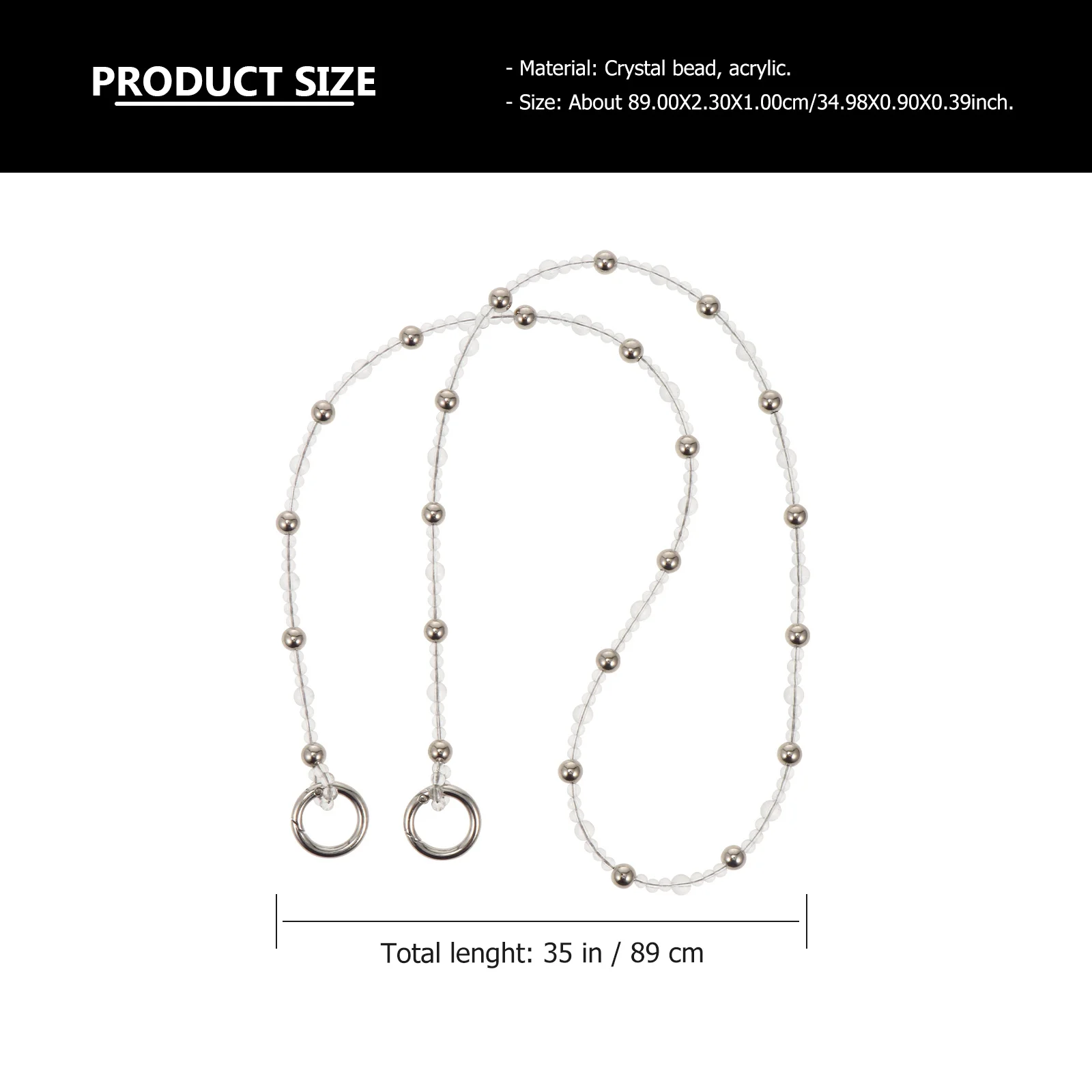 2 Buah Rantai Manik Kristal DIY Unik Aksesori Tas Tangan Tahan Lama Tali Tas Elegan Pengganti Rantai Tas Manik Kristal