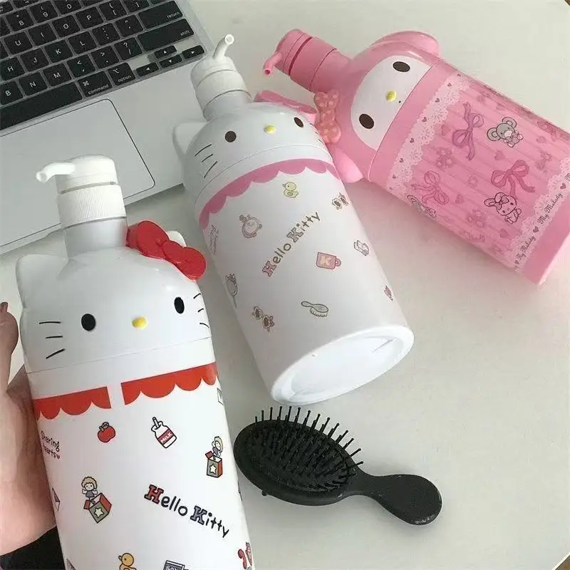 Botella de Jabón Sanrio Hello Kitty - Dispensador de Jabón Líquido Recargable, Envase Vacío para Champú y Acondicionador, Accesorios de Baño