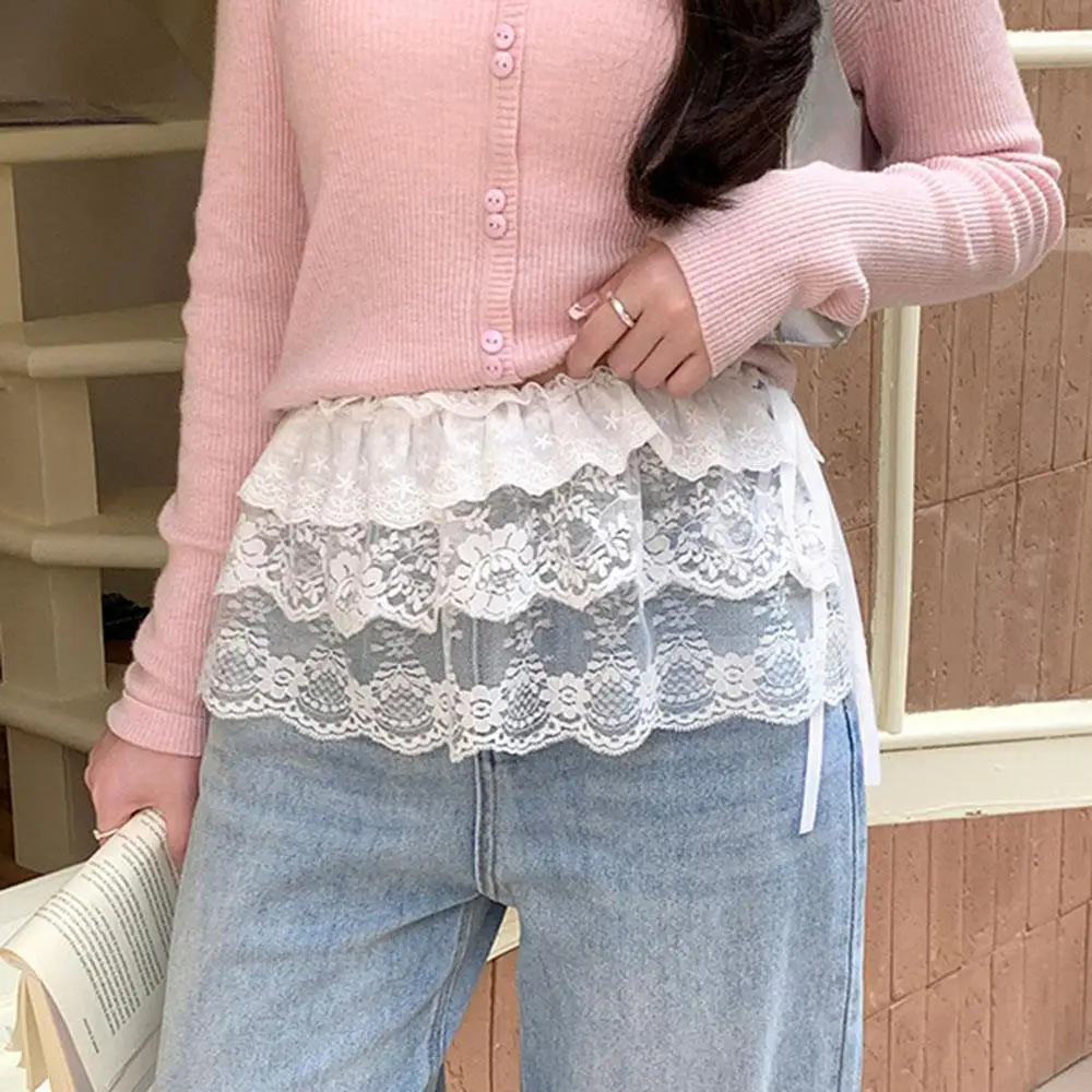 

Женские кружевные многослойные марлевые юбки, уличная одежда Y2K Harajuku, юбки на шнуровке с оборками, корейские короткие юбки трапециевидной формы Ins Blogger, занавеска