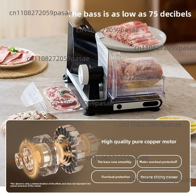 Household Electric Meat Slicer Adjustable Thickness Stainless Steel Blade  Beef Mutton Roll Slicing Machine