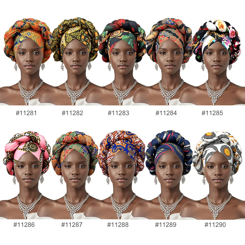 Afrikanische Headtie Motorhaube Hut Turban für Frauen Muslimischen Kopf Wrap Nigerian Schal Geflecht Hijab Femme Chemo Caps Abdeckung – Detail 3