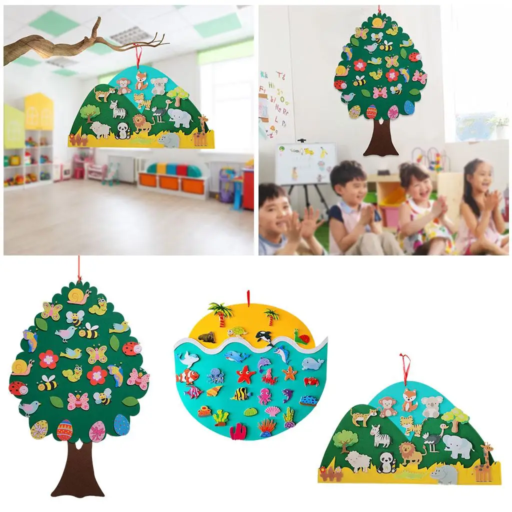 Planche en feutre Montessori pour bébé, animaux avec crochets, ensemble d'histoires, jouets en feutre pour