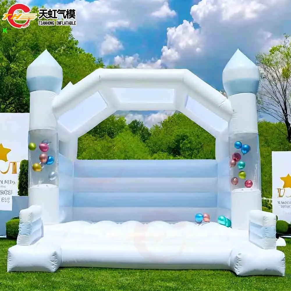 4x4m 흰색 풍선 웨딩 바운스 하우스 (지붕 포함) 신규 디자인 풍선 에어 바운서 성, 송풍기 포함 판매