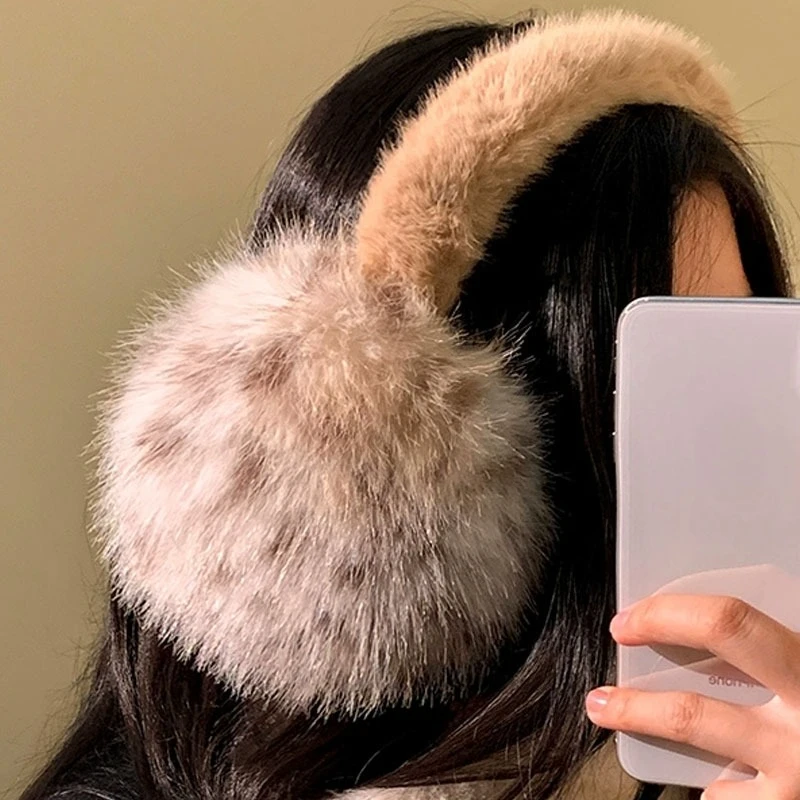 1PC Leopard Soft Plush Ear Warmer Winter Warm Earmuffs Fashion Ear Cover Outdoor Cold Protection Ear-Muffs Folding Earflap