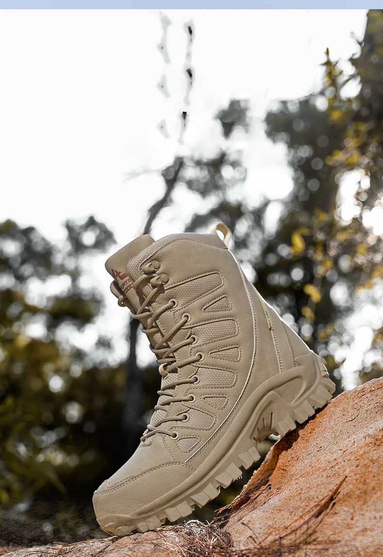 Männer Bergsteigen Schuhe Im Freien Nicht-slip Taktische Stiefel Wüste Boot Atmungsaktive Leder Obermaterial High Top Feld Training Sicherheit schuh – Detail 4