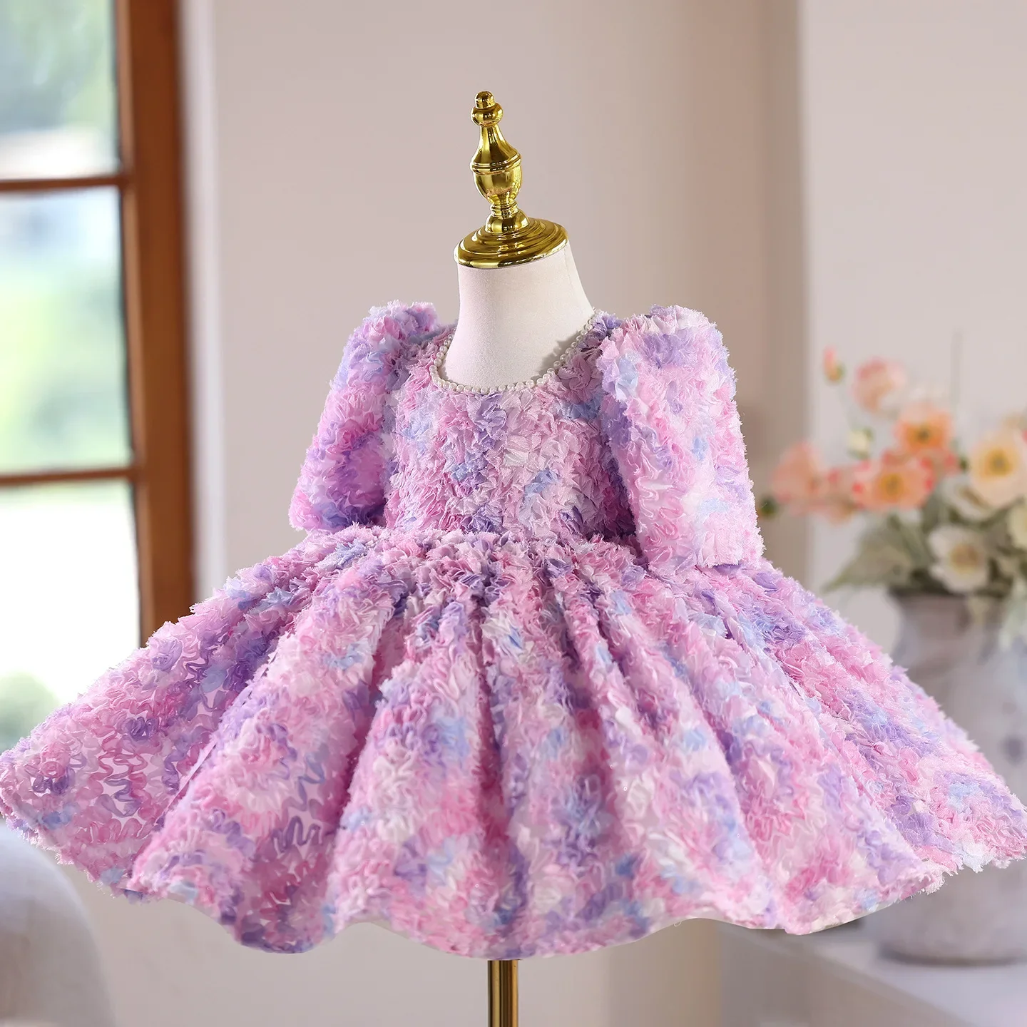 Kids Girl Beading Boutique Princess Dress Birthday Party Prom Ball Performance Elegant Fancy Dresses For Children Girl 1-12Y