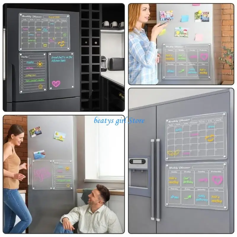 C7AB 30x40cm Acrylic Writing Panel For Fridge Featuring Easy Cleaning Perfect For Home Office And School Use