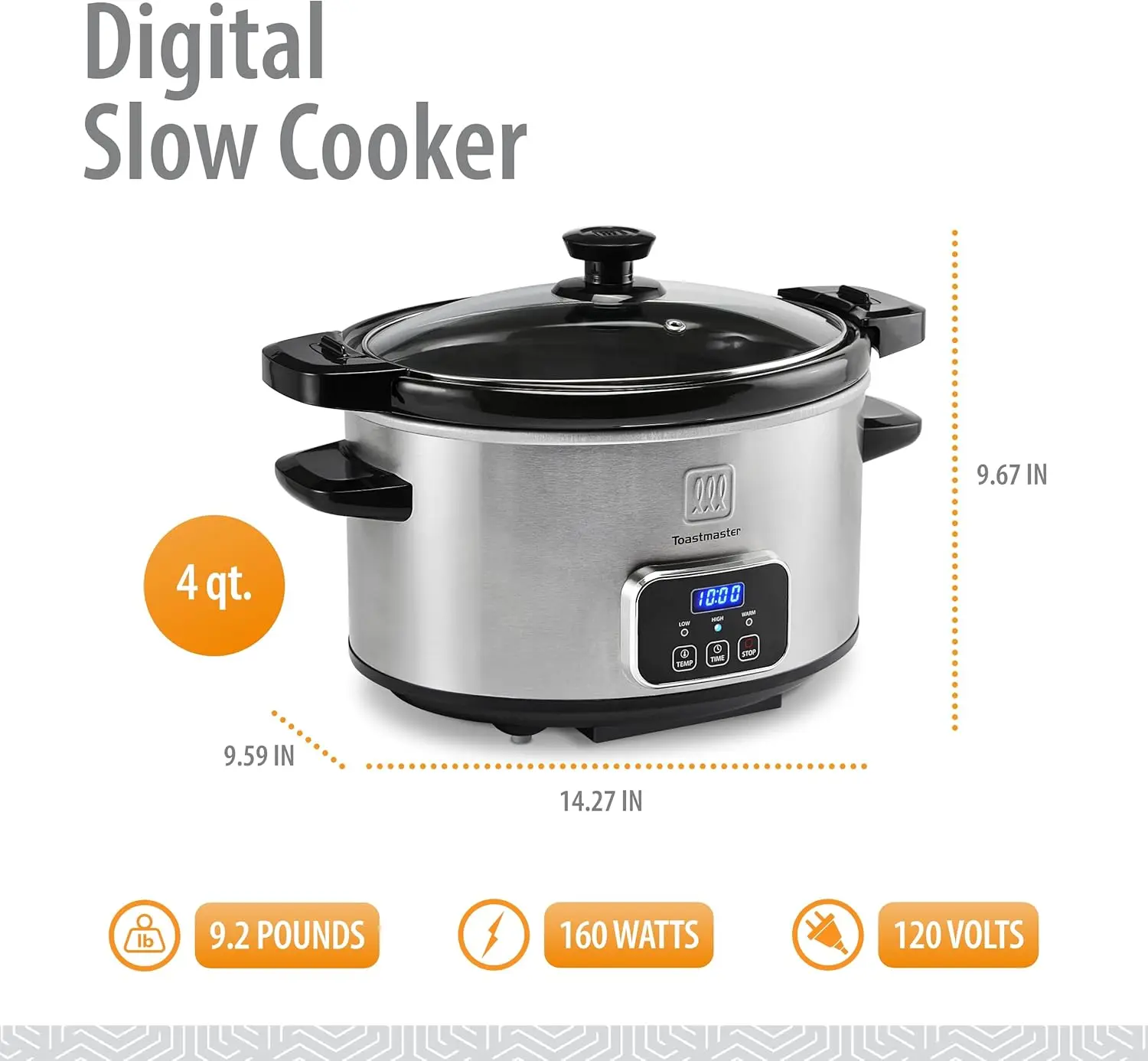 Цифровая мультиварка на 4 литра с запирающейся крышкой (нержавеющая сталь)