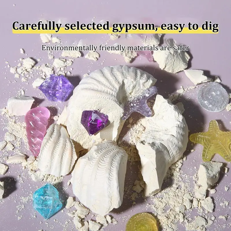 Gem Mining Set for Kids Conch Shape Gemstone Dig Stem Science Kit Excavate Dig & Reveal Gemstones Crystal Digging Set Gifts