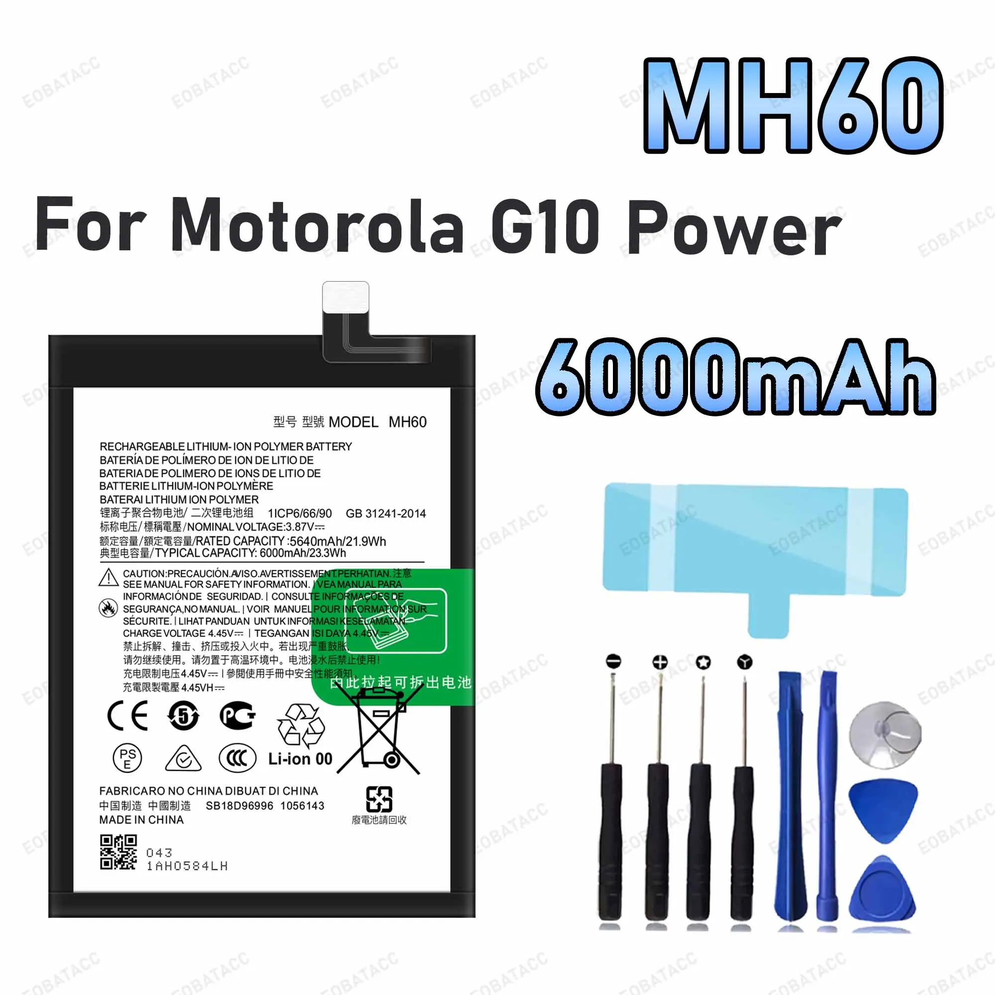 6000mAh MH60 Replacement Battery for Motorola Moto G10 Power battery Repair Tools Kit