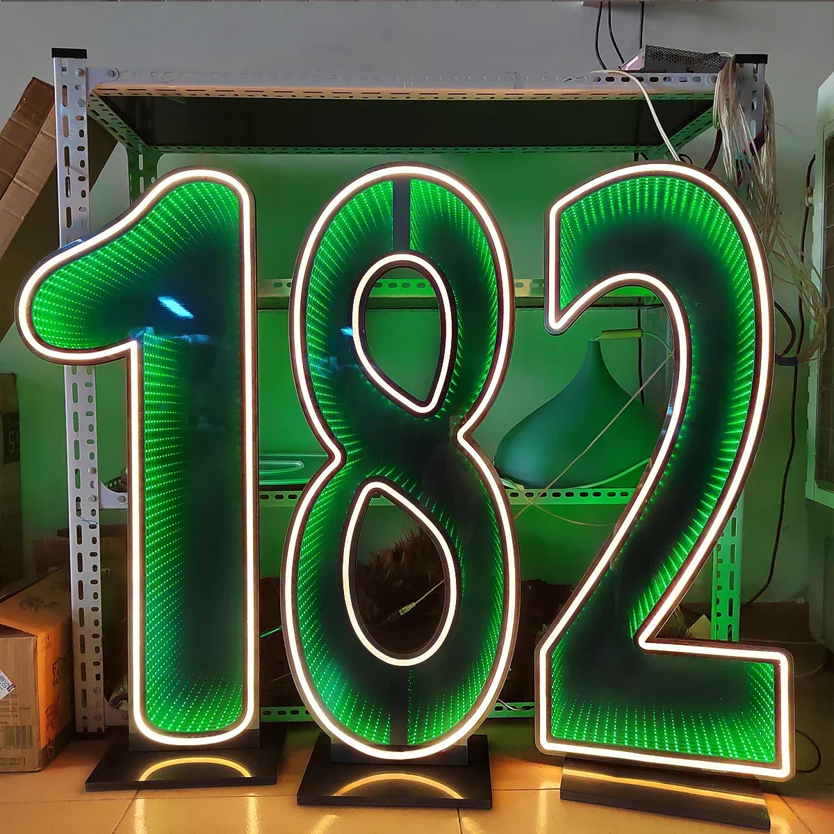 Customized Large Size 39 inch double-sided 3D neon numbers sign, starry sky tunnel lights for party event decoration