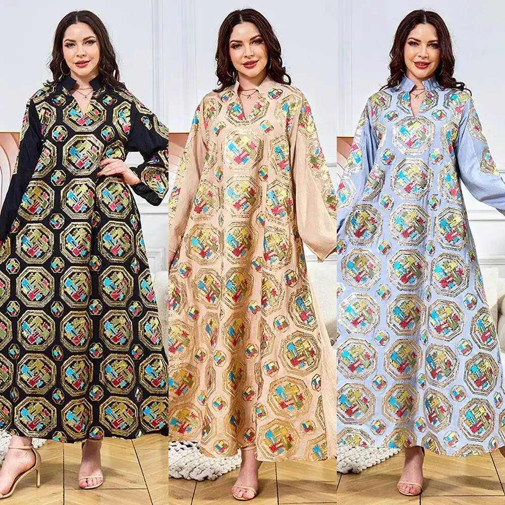 

Ethnic Style Muslim Robe Women's Long Skirt New Fashion Bead Evening Dress Abaya Dubai Dress Ramadan Dubai Luxury Islam Elegant