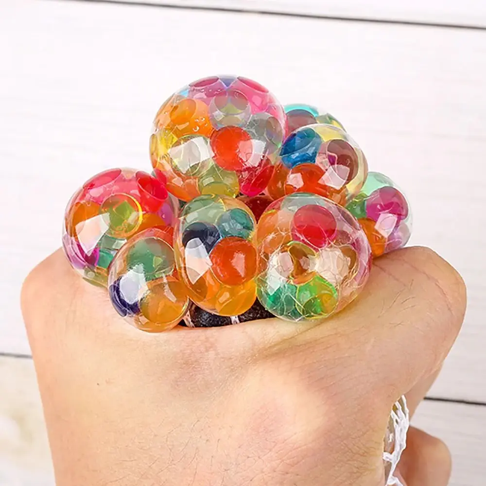10pcs Squeezing Acne TPR Crystal Ball Transparent Solid Water Ball Pinching Toy Realistic Simulation Rainbow Ball Squeeze Toys