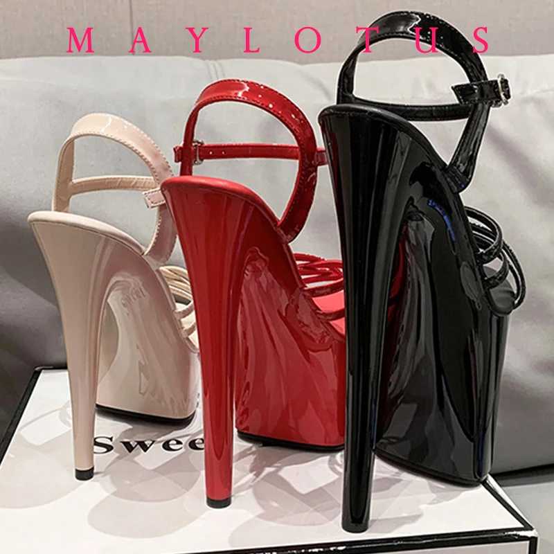 2025 Summer Cross-Strap Stripper Heels Open Toe Platform Sandals Girls Shoe for Party Club Women Sexy Show Sandals High Heels