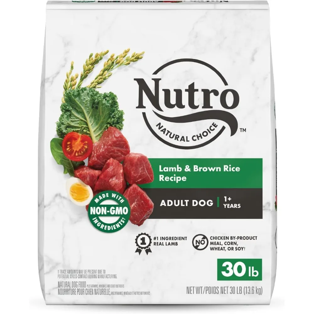 Elección NATURAL comida seca para perro adulto, cordero y arroz integral, receta para perros, Kibble, 30 lb. Bolsa