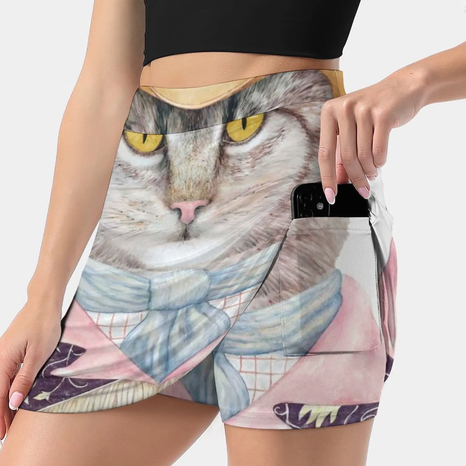 Country Cat Women's skirt Y2K Summer Clothes 2022 Kpop Style Trouser Skirt With Pocket Cat Cats Cat Art Cat Cat Cowboy Cat