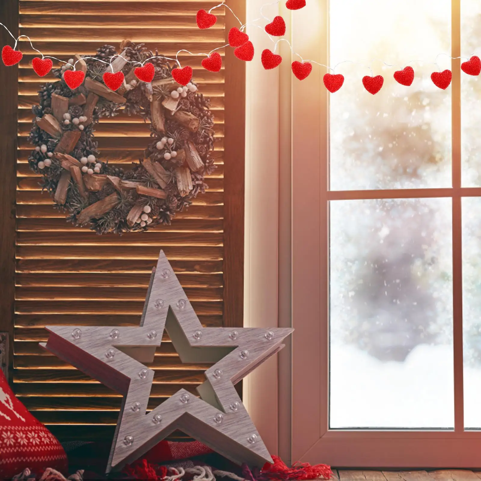 Heart Shaped Light String Decorative Heart String Light Lovely Heart String Light Lamp String Prop Decorative Lamp String