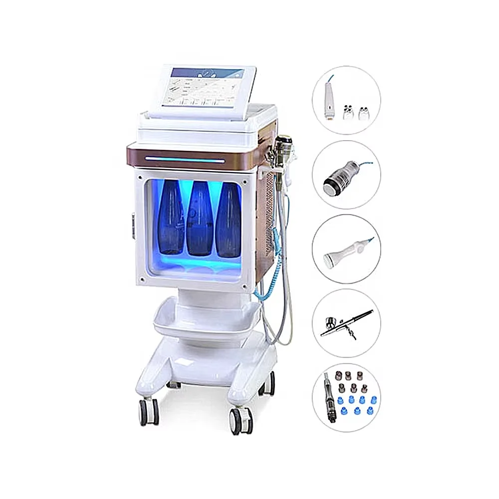 Ultrasonic RF Hot Cold Hammer Hydra Dermabrasion Oxygen Facial Beauty Machine Skin Rejuvenation Tool