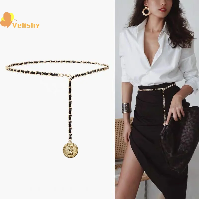 

Модный пояс-цепочка, женские металлические ремни на талии для женщин, роскошный тонкий пояс с кисточками, платье, регулируемый корсет