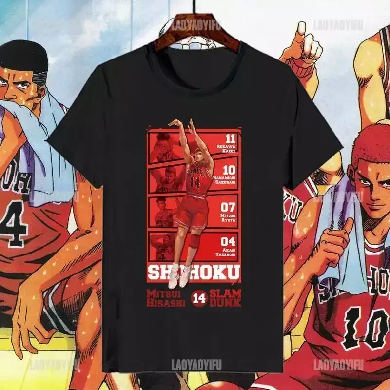 Slam Dunk Master Tij T-Shirt Mode Sakuragi Mitsui Shou Rond Kleding Jeugd Basketbal Korte Mouw Tshirt Mannen Vrouwen Tee Tops