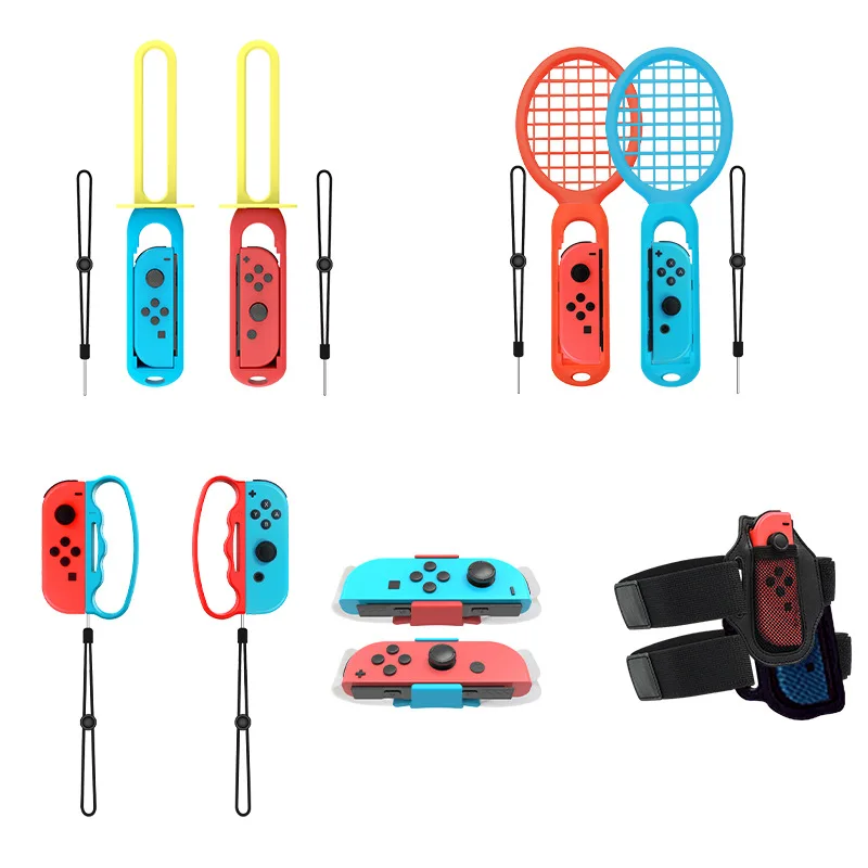 For Nintendo Switch Sports Control Set Joy-con Wristband Tennis Racket Fitness Leg Strap Sword Game Accessories For Switch OLED