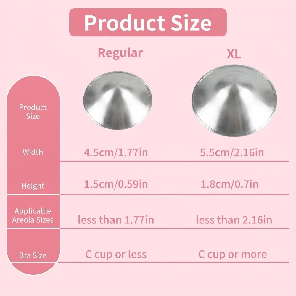 Silver Nursing Cups, Silver Nipple Cover with Silicone Protect Rings for Breastfeeding, Nipple Shields for Nursing Newborn
