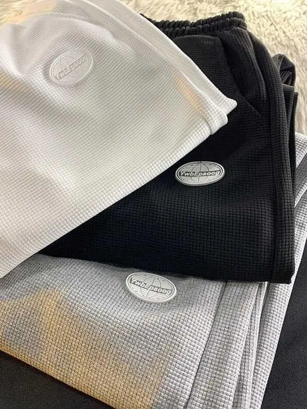 

Men's Fleece Lined Trousers Autumn Winter Low Waist Nine Point Youth Style Polyester Fiber Casual Wear Sweatpants