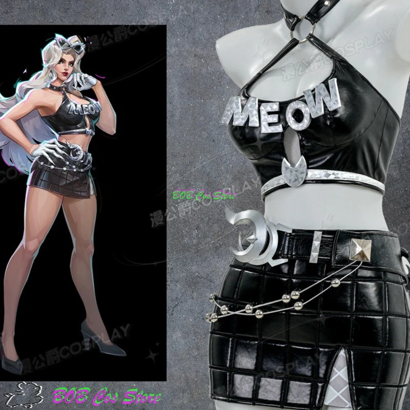 Epic Skin Urban Predator Black Hardy Cat Cosplay Set Skirt+ Tube+ Wig Glasses Rivals Women Halloween Carnival Roleplay Costume view 3