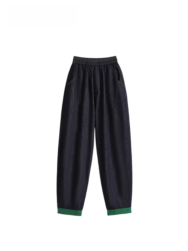 

Джинсы женские с высокой талией больших размеров, новинка ранней весны, утягивающие брюки-харлан, модные, скрывающие недостатки фигуры, женские джинсы