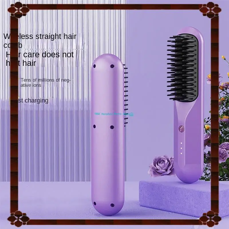 Peine caliente recargable con entrega en 24 horas, cepillo de pelo inalámbrico, alisador, peines de prensado en caliente, peine eléctrico antiquemaduras, calentamiento rápido