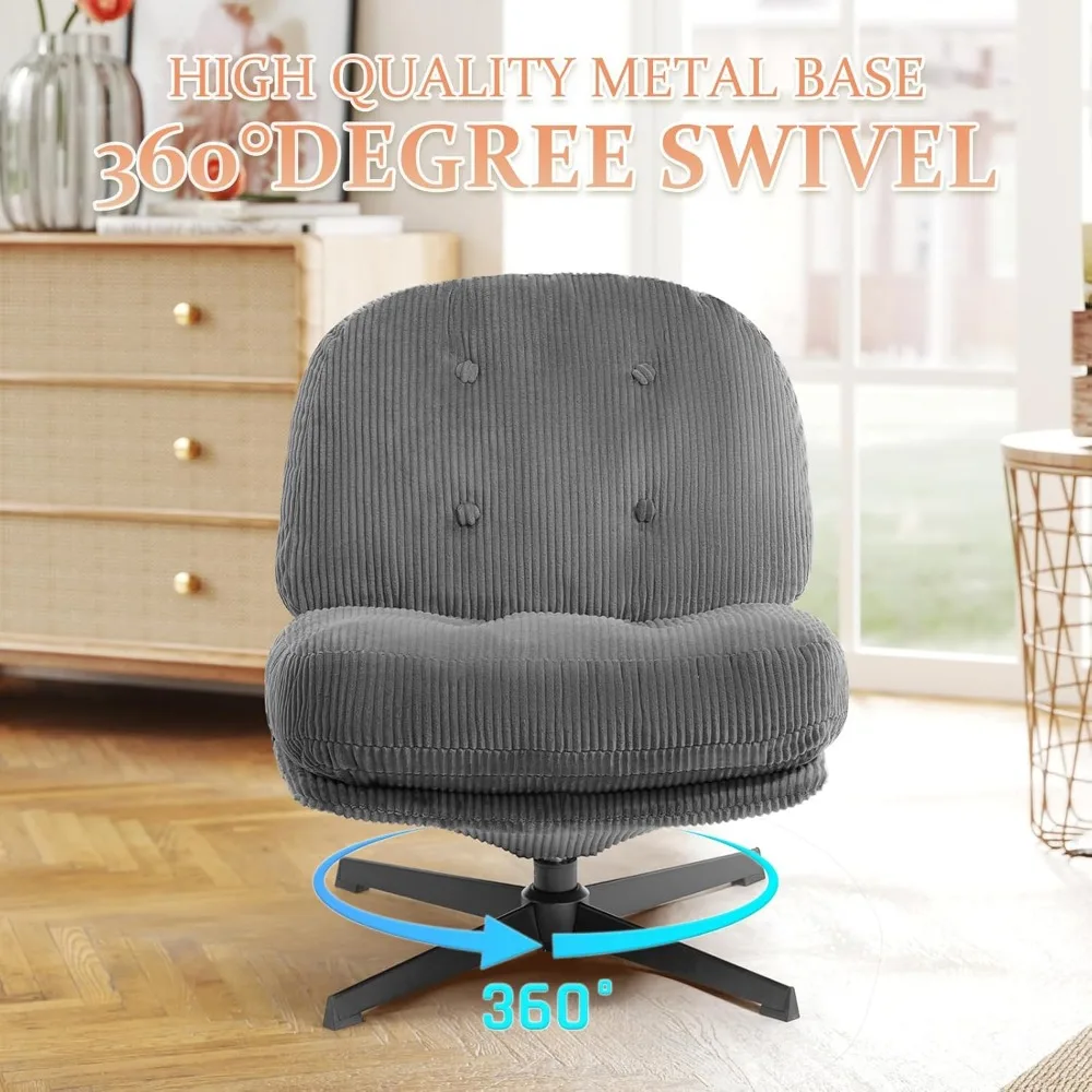 كرسي معاصر دوار 360 درجة: كرسي قراءة منجد من القطيفة مع وسادة ناعمة وصالة بإطار معدني