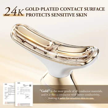 Dual Polar Neck Beauty Device Anti-aging Remove Double Chin EMS Facia Lifting 5-color Photon Warm Facial Massager 24K Gold 7