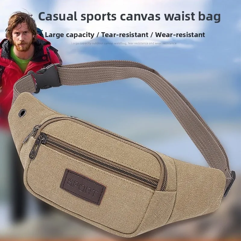 

Unisex Canvas Phone Waist Bag Multi-Functional Mobile Phone Pouch Men's Waist Bag Durable Polyester Single Shoulder Bag