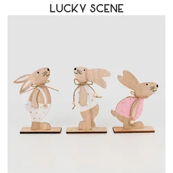 Wood Rabbit Ornament Home Decoration Display CreativeE Easter Rabbit Children Nordic S01663