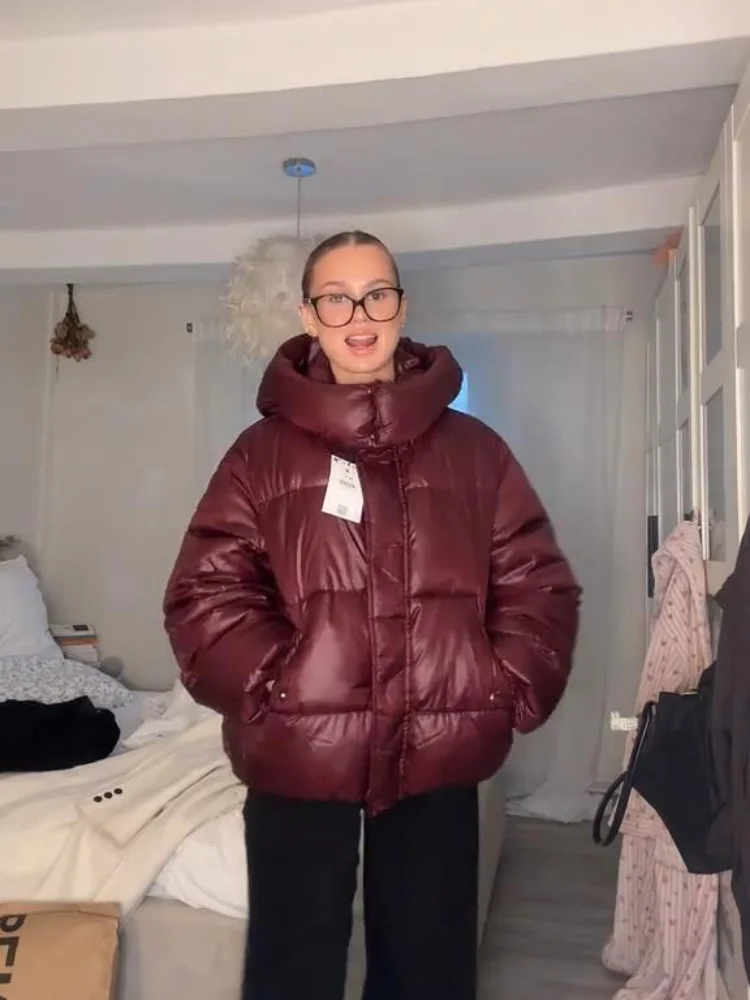 

Повседневное однотонное женское пальто с капюшоном на хлопковой подкладке, свободные женские пальто с длинными рукавами и карманами на пуговицах, осень-зима 2021, женская уличная верхняя одежда