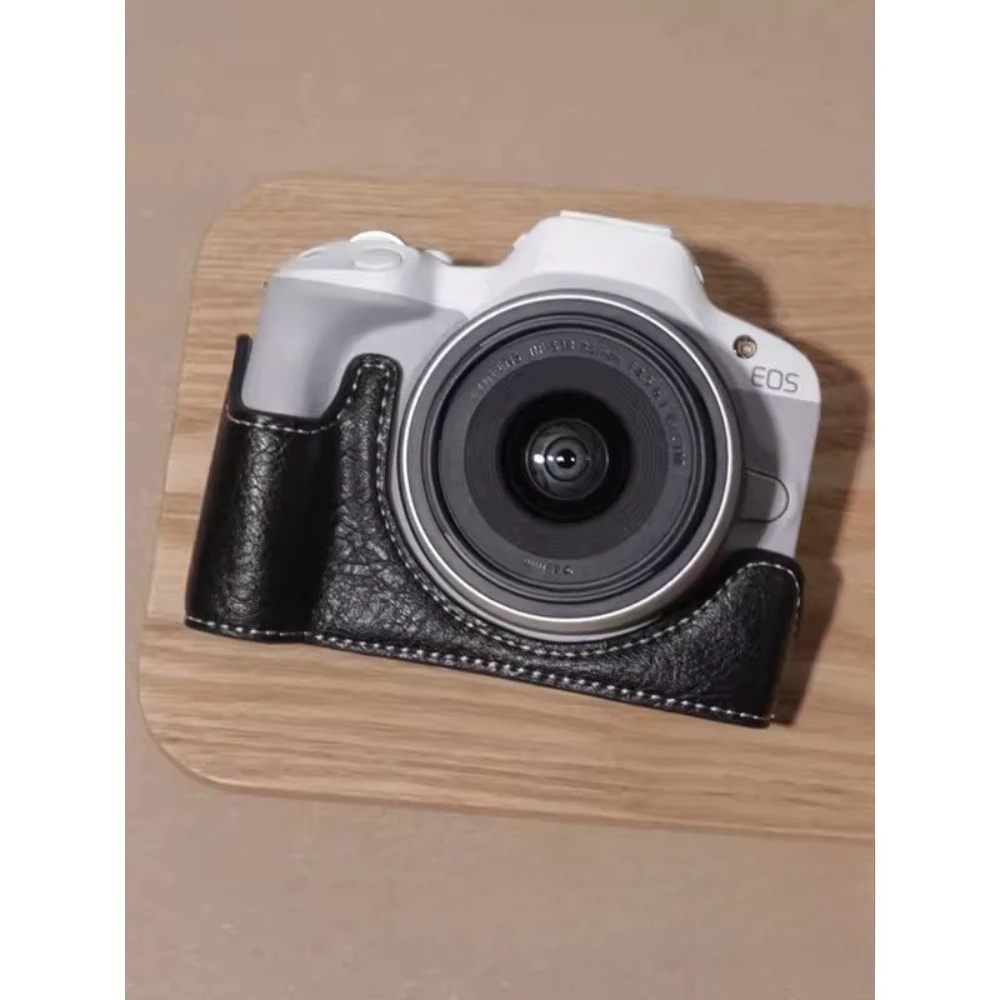 For Canon R50 R100 Retro half set Micro-single camera bag  Protective case portable camera bag Protective Body Cover