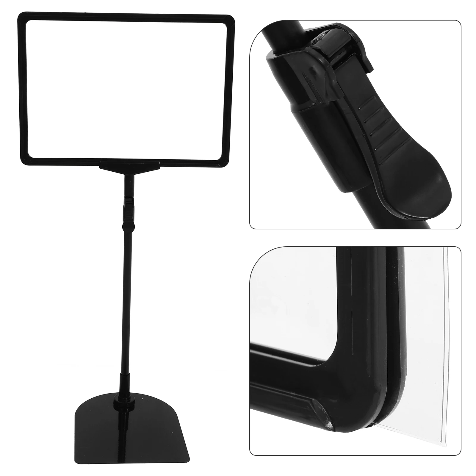 

Stainless Steel Signage Display Holder Adjustable Height Horizontal Banner Vertical Tabletop Banner